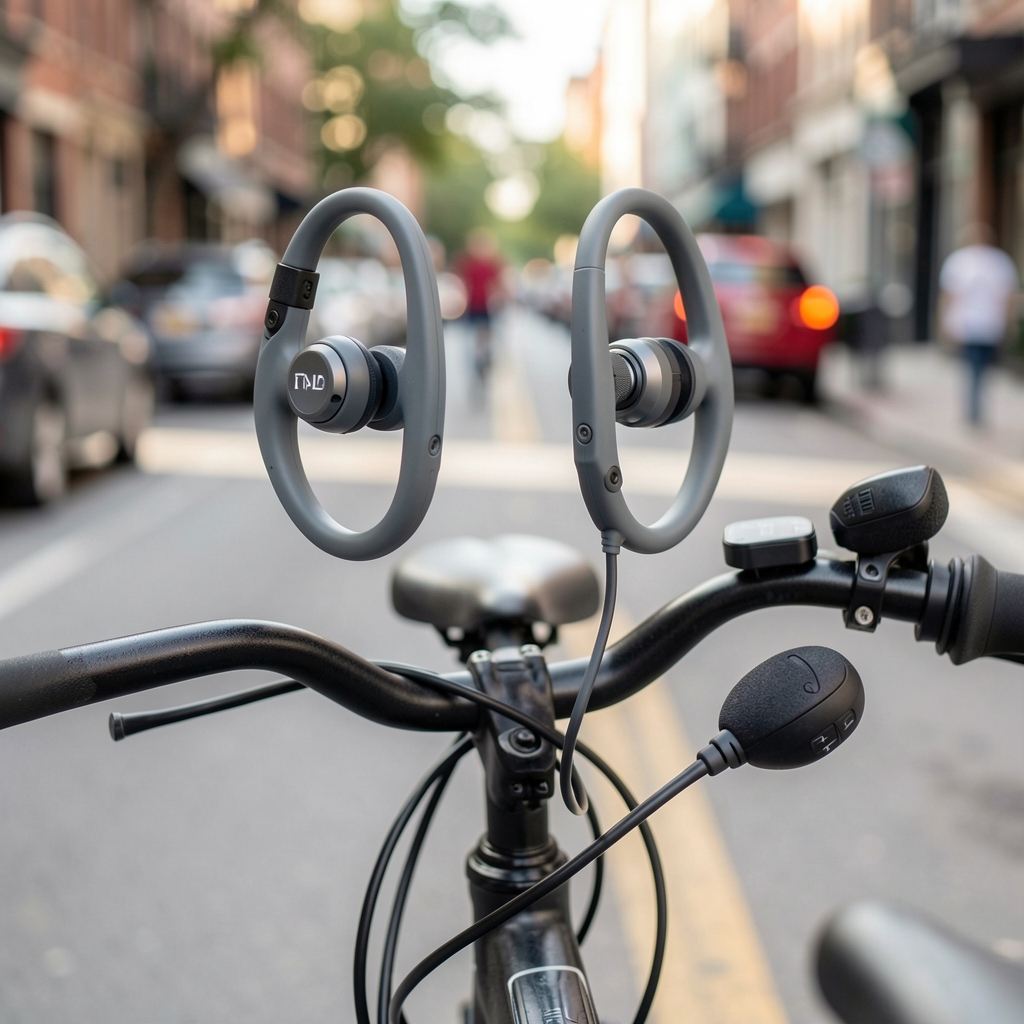 Cască audio Coros Omni 2 gri cu difuzoare bone conduction integrate, microfon, comenzi pe ghidon și protecție pentru ciclism urban
