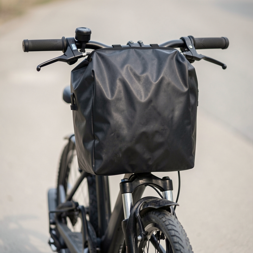 Geanta impermeabila pentru bicicleta sau trotineta atas ghidon 10L negru cu reflexii laterale