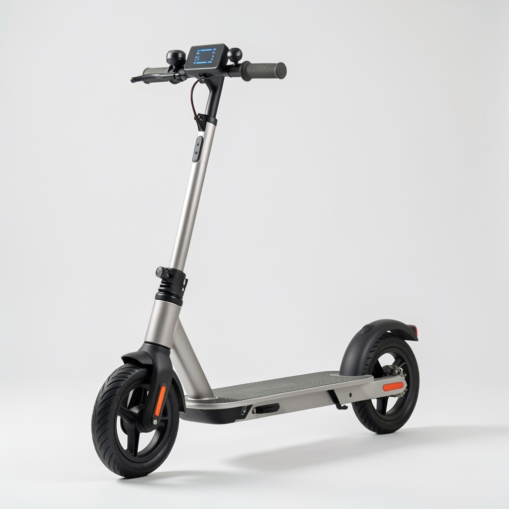 Trotinetă electrică Segway Ninebot Max G2 gri-argintie cu roți gonflabile de 10 inch și display LED pe ghidon, pliată